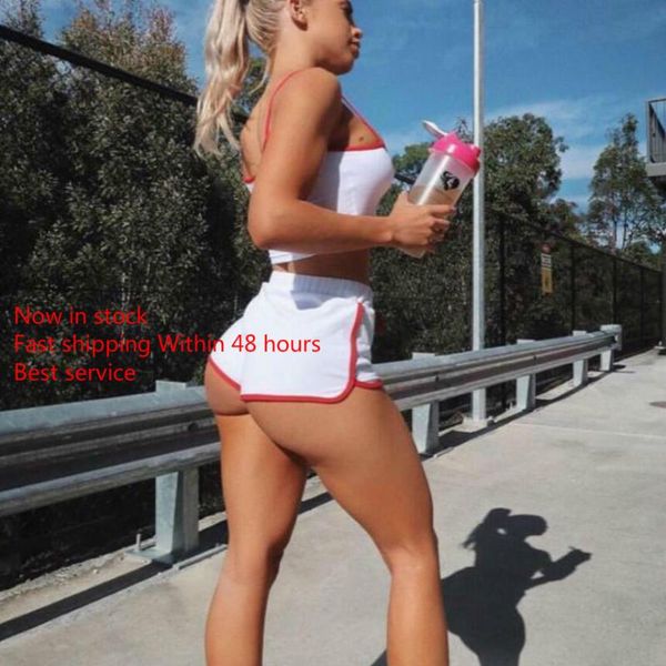 women 2pcs yoga suit workout gym running sports bra vest shorts athletic set, White;red
women 2pcs yoga suit workout gym running sports bra vest shorts athletic set, White;red