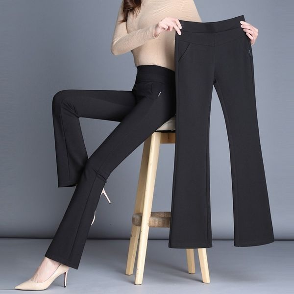 fashion spring women high waist elastic slim flare pants casual office lady solid black trousers pantalon femme plus size, Black;white
fashion spring women high waist elastic slim flare pants casual office lady solid black trousers pantalon femme plus size, Black;white