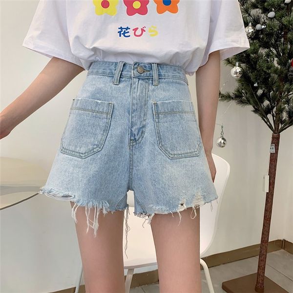 bgsolid new summer 2019 denim shorts tide high waist korean hot pants pocket a word wide leg denim shorts women, Blue
bgsolid new summer 2019 denim shorts tide high waist korean hot pants pocket a word wide leg denim shorts women, Blue