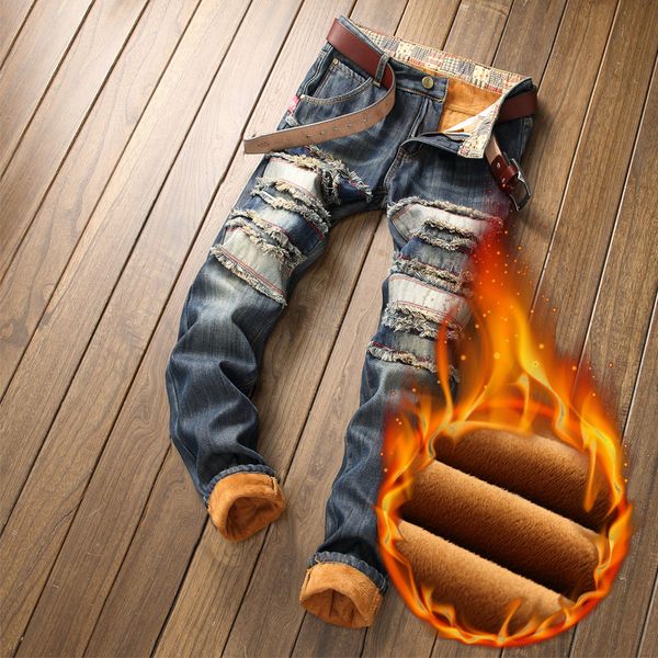 winter fleeced men's jeans straight-barrel self-cultivation autumn winter fleeced warm jeans hip hop style, Blue
winter fleeced men's jeans straight-barrel self-cultivation autumn winter fleeced warm jeans hip hop style, Blue