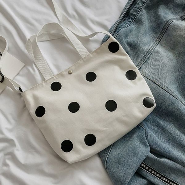 fashion retro women's canvas handbag new women's casual polka dot zipper simple shoulder bag
fashion retro women's canvas handbag new women's casual polka dot zipper simple shoulder bag