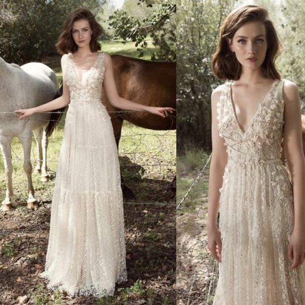 julie vino a line wedding dress3d floral appliques tulle v neck wedding dresses floor length boho bridal gowns, White
julie vino a line wedding dress3d floral appliques tulle v neck wedding dresses floor length boho bridal gowns, White