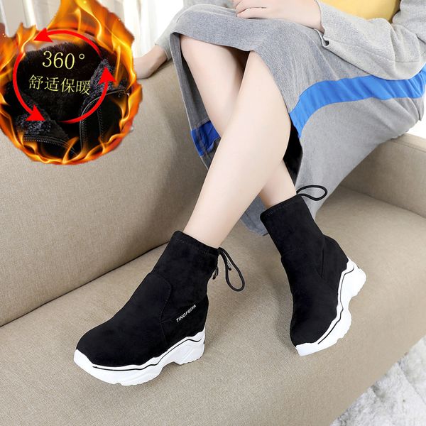 warm plush sock boot hidden wedges women boots 2019 fashion platform shoes woman autumn winter high heel flock casual women shoe, Black
warm plush sock boot hidden wedges women boots 2019 fashion platform shoes woman autumn winter high heel flock casual women shoe, Black