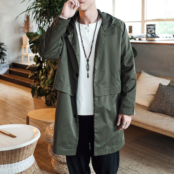 2019 autumn clothing new style men's trench coat chinese-style fashion man fashion mid-length casual hooded trench coat, Tan;black
2019 autumn clothing new style men's trench coat chinese-style fashion man fashion mid-length casual hooded trench coat, Tan;black