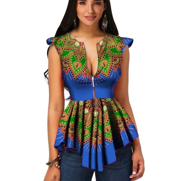 vintage shirt women summer zipper african printing sleeveless tunic shirt slim fit ruffles wrap blusas mujer de moda 2020, White
vintage shirt women summer zipper african printing sleeveless tunic shirt slim fit ruffles wrap blusas mujer de moda 2020, White
