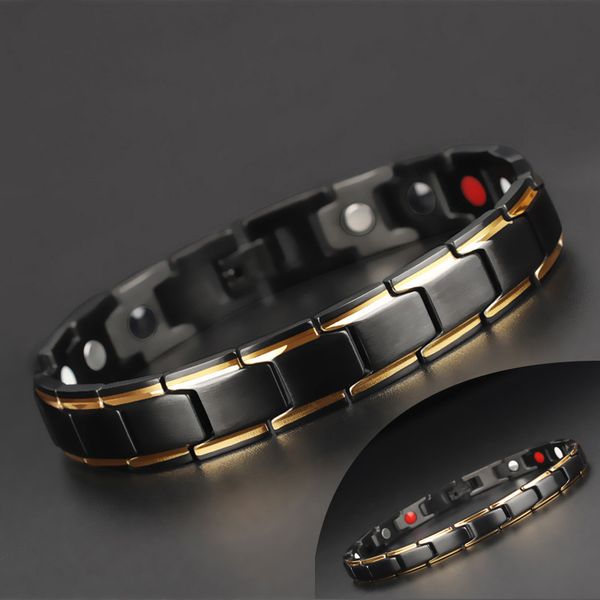 magnetic hematite stainless steel bracelet men's women health bracelets therapy biker bangles man health care bracelets jewelry, Black
magnetic hematite stainless steel bracelet men's women health bracelets therapy biker bangles man health care bracelets jewelry, Black