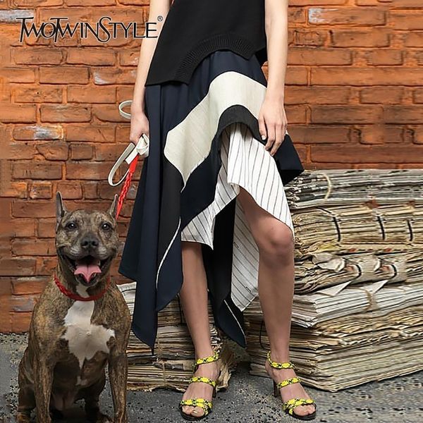 twotwinstyle spring casual irregular skirt women high waist striped hit color midi skirts female 2019 fashion clothing new, Black
twotwinstyle spring casual irregular skirt women high waist striped hit color midi skirts female 2019 fashion clothing new, Black