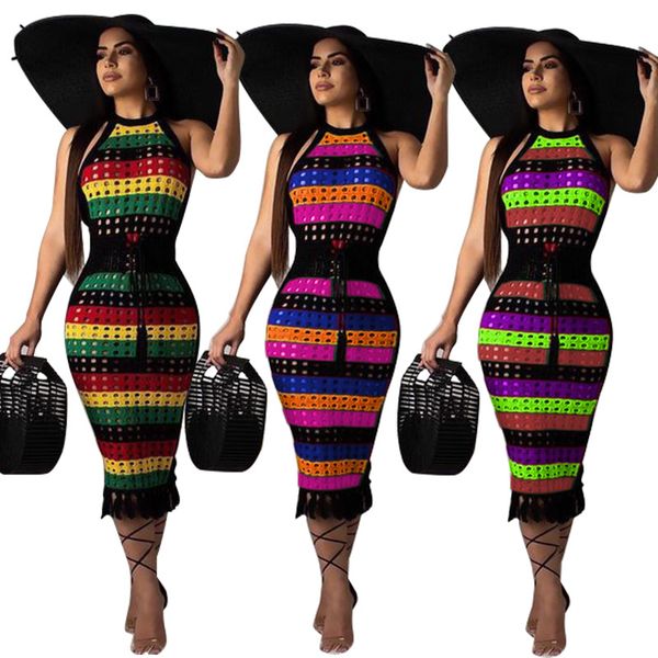 2019 new african women's outfit embellished hollowed out colorful striped sleeveless fringed dresses with midi dresses and beach, Red
2019 new african women's outfit embellished hollowed out colorful striped sleeveless fringed dresses with midi dresses and beach, Red
