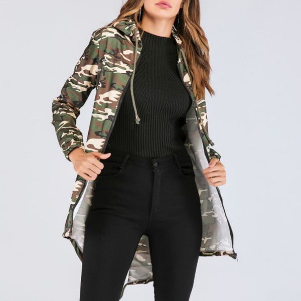 2019 new clothes women's trench autumn camouflage print long sleeve o neck zipper hooded coat ropa mujer, Tan;black
2019 new clothes women's trench autumn camouflage print long sleeve o neck zipper hooded coat ropa mujer, Tan;black