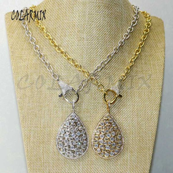 pendant necklaces 2pcs zirconia drop necklace link zircon clasp metal chain 50499, Silver
pendant necklaces 2pcs zirconia drop necklace link zircon clasp metal chain 50499, Silver