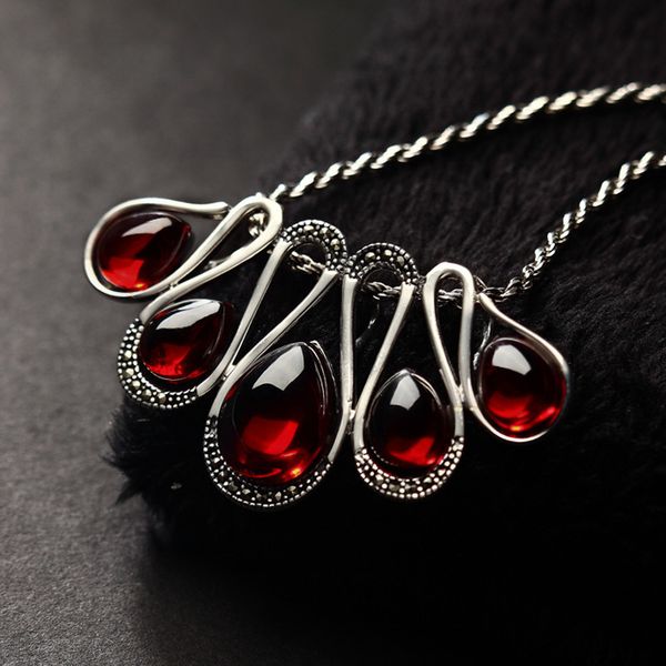 925 sterling silver natural semi-precious stones retro pendant red garnet necklace women jewelry accessories girlfriend gift
925 sterling silver natural semi-precious stones retro pendant red garnet necklace women jewelry accessories girlfriend gift