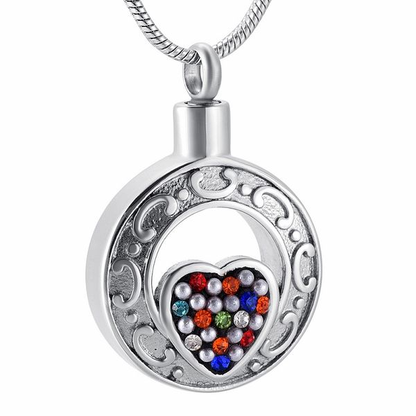 ijd9927 stainless steel inlay multi-colored circle heart cremation pendant for ashes urn keepsake necklace women jewelry, Silver
ijd9927 stainless steel inlay multi-colored circle heart cremation pendant for ashes urn keepsake necklace women jewelry, Silver