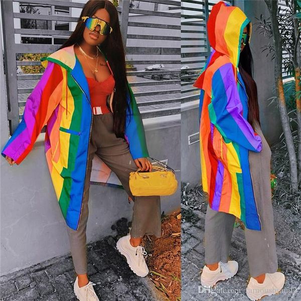 womens mulit color designer hooded jackets fashion panelled rainbow print womens cardigan outerwears casual loose females clothing, Black;brown
womens mulit color designer hooded jackets fashion panelled rainbow print womens cardigan outerwears casual loose females clothing, Black;brown