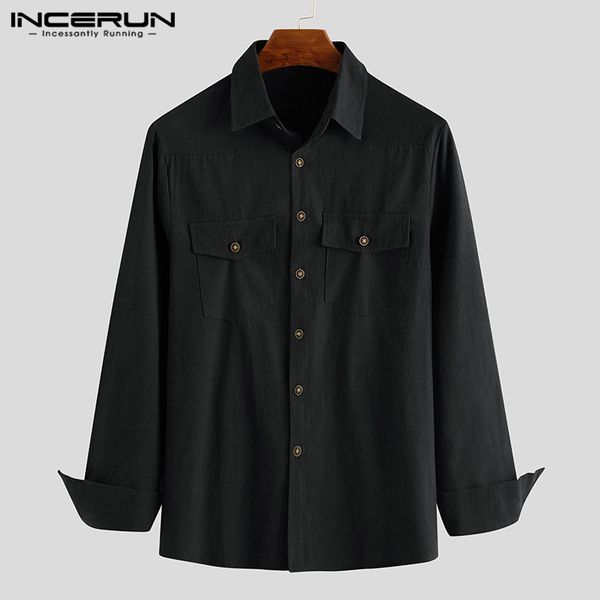 incerun fashion men casual shirt brand cotton pockets korean solid blouse 2020 chic long sleeve streetwear leisure mens shirts, White;black
incerun fashion men casual shirt brand cotton pockets korean solid blouse 2020 chic long sleeve streetwear leisure mens shirts, White;black
