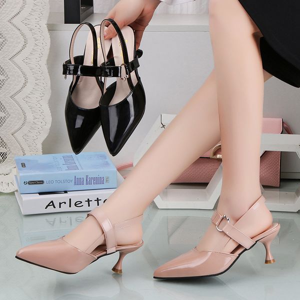 large back strap sandals women's summer pointed middle heel wrap women's comfortable roman sandals, Black
large back strap sandals women's summer pointed middle heel wrap women's comfortable roman sandals, Black