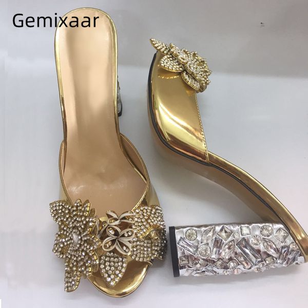 gold patent leather high heel slippers open toe jeweled diamond heel crystal rhinestone flower decor party shoes woman, Black
gold patent leather high heel slippers open toe jeweled diamond heel crystal rhinestone flower decor party shoes woman, Black