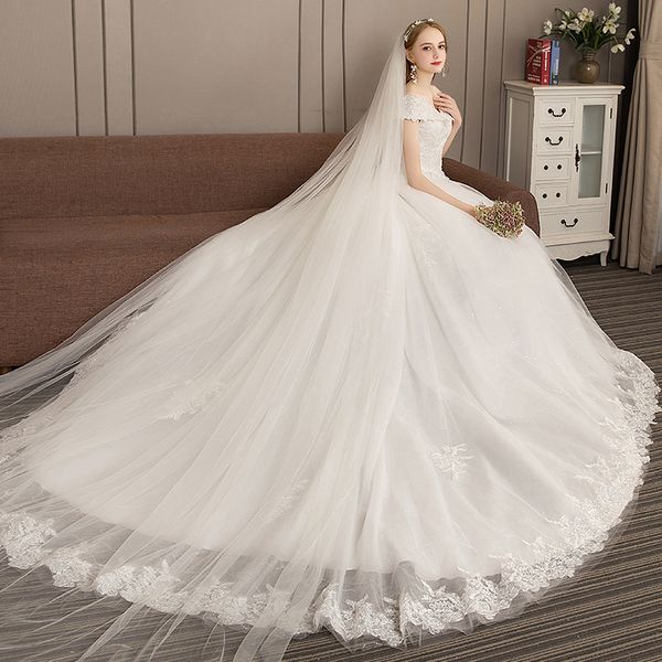 wedding dress bride' wedding dress retro fantasy shoulder tail, White
wedding dress bride' wedding dress retro fantasy shoulder tail, White