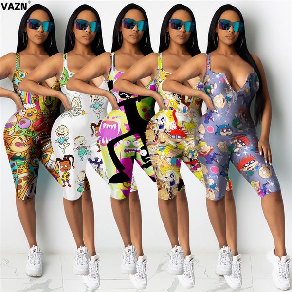 vazn summer 2020 age reduction cartoon print lady women short playsuits sleeveless v-neck bandage rompers, Black;white
vazn summer 2020 age reduction cartoon print lady women short playsuits sleeveless v-neck bandage rompers, Black;white