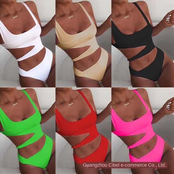 2020 solid color one-piece swimsuit solid color one-piece bikini women's hollow swimsuit bikini, White;black
2020 solid color one-piece swimsuit solid color one-piece bikini women's hollow swimsuit bikini, White;black