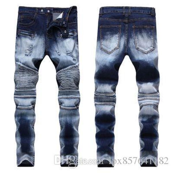 men's distressed ripped skinny jeans fashion designer mens jeans slim motorcycle moto biker causal mens denim pants hip hop men jeans, Blue
men's distressed ripped skinny jeans fashion designer mens jeans slim motorcycle moto biker causal mens denim pants hip hop men jeans, Blue