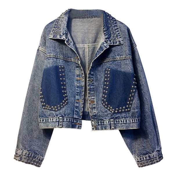 new women basic coat denim jacket rivet vintage jeans coats spring autumn long sleeve casual jackets female loose outwear r948, Black;brown
new women basic coat denim jacket rivet vintage jeans coats spring autumn long sleeve casual jackets female loose outwear r948, Black;brown