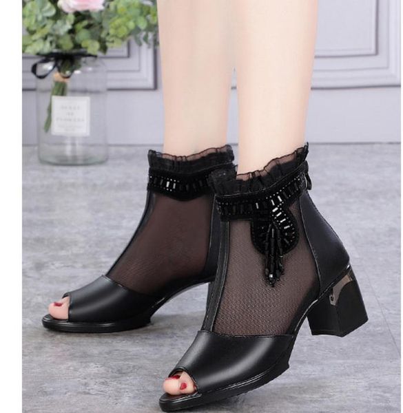 2019 women's sandals in summer with new style high heel coarse heel @34, Black
2019 women's sandals in summer with new style high heel coarse heel @34, Black