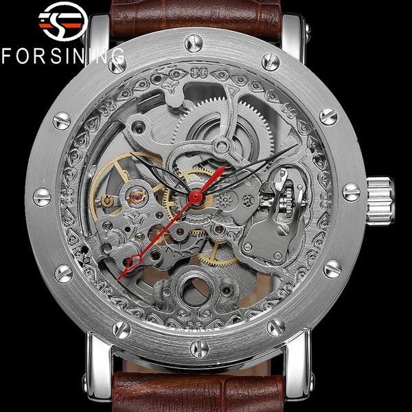 forsining automatic mechanical men wristwatch sport male clock genuine leather skeleton man watch 8159, Slivery;brown
forsining automatic mechanical men wristwatch sport male clock genuine leather skeleton man watch 8159, Slivery;brown