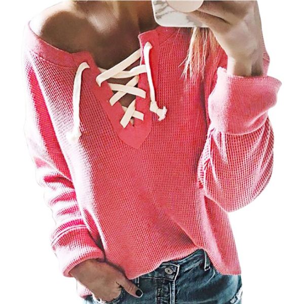 women autumn sweater slim lace-up solid color long sleeve pullovers casual simple wild knitted sweater streetwear, White;black
women autumn sweater slim lace-up solid color long sleeve pullovers casual simple wild knitted sweater streetwear, White;black