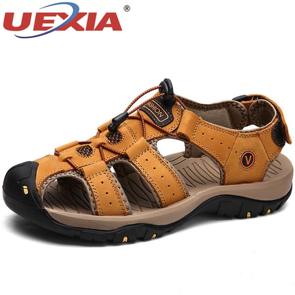 uexia new leather cowhide men sandals summer quality beach slippers casual sneakers outdoor beach shoes flats sandal sandalia, Black
uexia new leather cowhide men sandals summer quality beach slippers casual sneakers outdoor beach shoes flats sandal sandalia, Black