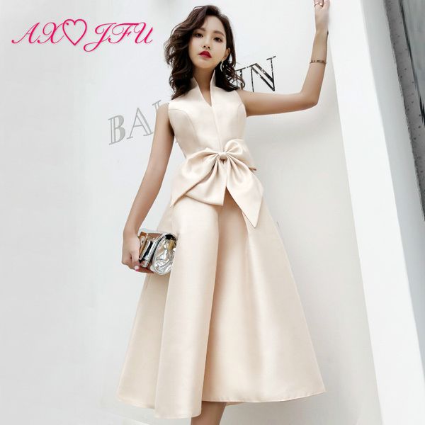 axjfu luxury princess champagne satin bride evening dress vintage v neck sleeveless big bow wine red evening dress little black, White;black
axjfu luxury princess champagne satin bride evening dress vintage v neck sleeveless big bow wine red evening dress little black, White;black