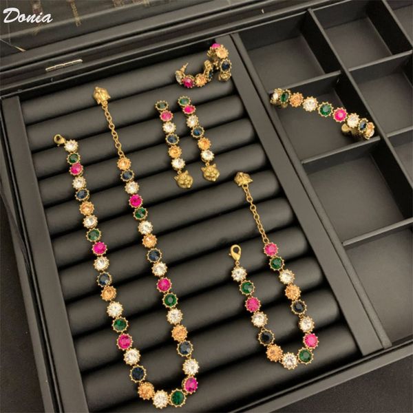donia jewelry luxury necklace european and american fashion color matching copper micro-inlaid zircon bracelet earrings five-piece designer, Silver
donia jewelry luxury necklace european and american fashion color matching copper micro-inlaid zircon bracelet earrings five-piece designer, Silver