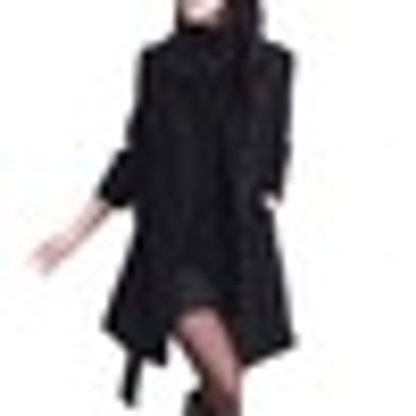 women's double-breasted long slim warmer wool trench parka coat outwear jacket, Black
women's double-breasted long slim warmer wool trench parka coat outwear jacket, Black