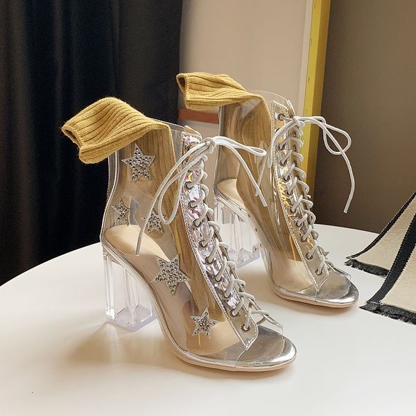 women ladies chunky high heels summer boots peep toe crystal pvc cross-strap shoes woman party women shoes female, Black
women ladies chunky high heels summer boots peep toe crystal pvc cross-strap shoes woman party women shoes female, Black