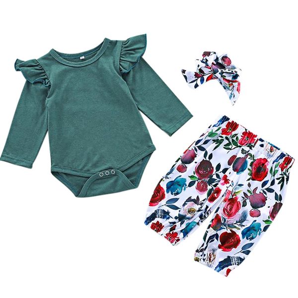 infant baby's girls sets round neck long sleeve romper bodysuit + floral trousers + hair band girls clothing set, White
infant baby's girls sets round neck long sleeve romper bodysuit + floral trousers + hair band girls clothing set, White