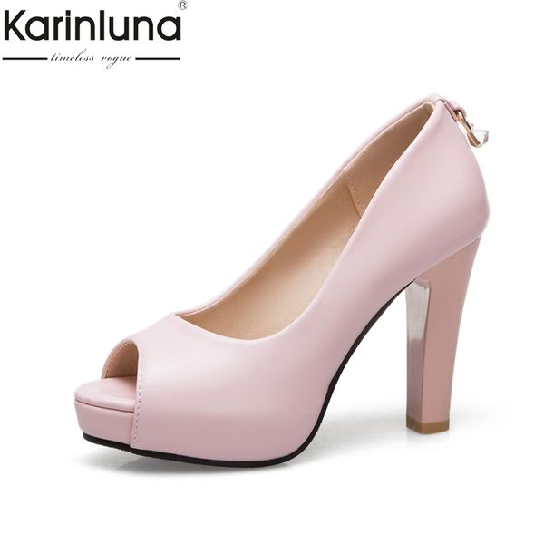 karinluna 2019 brand new thin high heels platform party women's shoes elegant women's stiletto woman shoes, Black