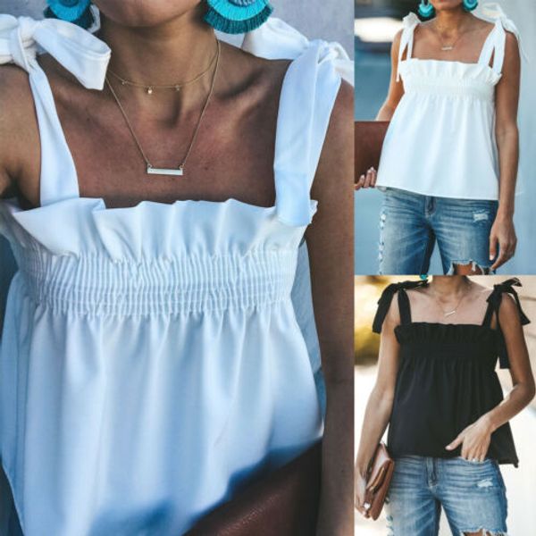 fashion summer women shirt sleeveless chiffon blouse loose casual summer shirt bandage tank vest, White
fashion summer women shirt sleeveless chiffon blouse loose casual summer shirt bandage tank vest, White