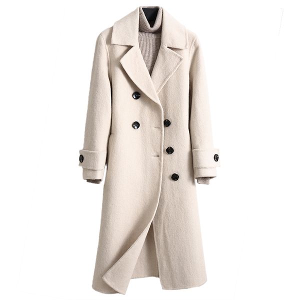 2019 new handmade double-sided cashmere coat female solid color korean version of autumn and winter wool coat, Black
2019 new handmade double-sided cashmere coat female solid color korean version of autumn and winter wool coat, Black