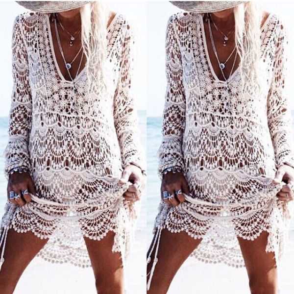 2019 holiday women lace crochet bikini cover up swimwear summer beach dress summer bathing suit hollow out sundress one piece, Blue;gray
2019 holiday women lace crochet bikini cover up swimwear summer beach dress summer bathing suit hollow out sundress one piece, Blue;gray