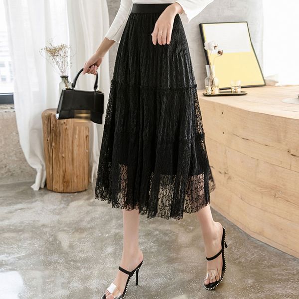 spring new lace skirt women high waist big swing fairy skirts female a-line long skirt women 2020, Black
spring new lace skirt women high waist big swing fairy skirts female a-line long skirt women 2020, Black