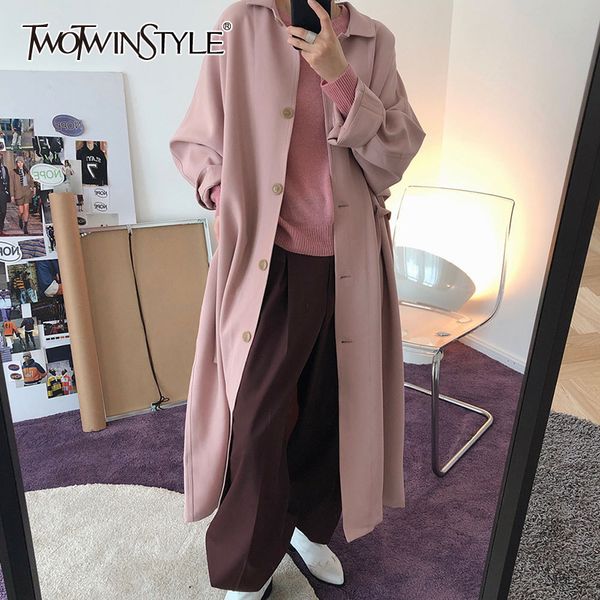 twotwinstyle vintage trench coat for women lapel long sleeve with sashes casual korean long coats female 2020 autumn new tide, Black;brown
twotwinstyle vintage trench coat for women lapel long sleeve with sashes casual korean long coats female 2020 autumn new tide, Black;brown