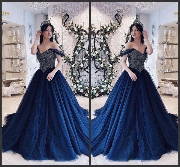 navy blue tulle new ball gown prom dresses long 2019 sweetheart robes de cocktail plus size prom gown, Black
navy blue tulle new ball gown prom dresses long 2019 sweetheart robes de cocktail plus size prom gown, Black