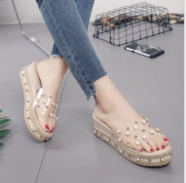 outdoor word slippers female summer new korean version transparent platform sandals, Black
outdoor word slippers female summer new korean version transparent platform sandals, Black