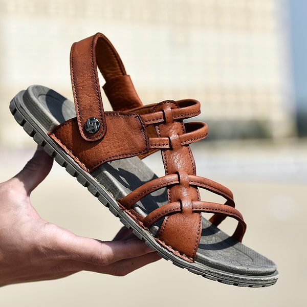 men sandals summer genuine leather mens shoes lightweight beach slippers outdoor sandalias flat casual chaussure homme brown y200702, Black
men sandals summer genuine leather mens shoes lightweight beach slippers outdoor sandalias flat casual chaussure homme brown y200702, Black