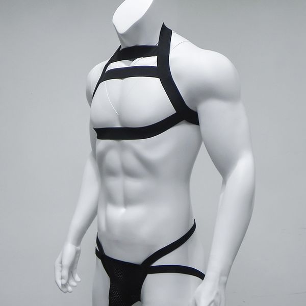 men's gay body chest harness belt halter neck bondage lingerie jockstrap thongs & g-string high elastic strap club wear costume m-xl, Black
men's gay body chest harness belt halter neck bondage lingerie jockstrap thongs & g-string high elastic strap club wear costume m-xl, Black