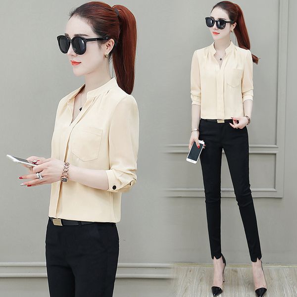 shirt women's sets spring summer 2019 new chiffon shirt + belt trousers casual two-piece set l28, White
shirt women's sets spring summer 2019 new chiffon shirt + belt trousers casual two-piece set l28, White