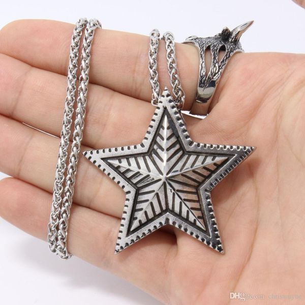 new retro convex pentagram casting stainless steel pendant necklace women men amulet five-pointed star pendant jewelry, Silver
new retro convex pentagram casting stainless steel pendant necklace women men amulet five-pointed star pendant jewelry, Silver
