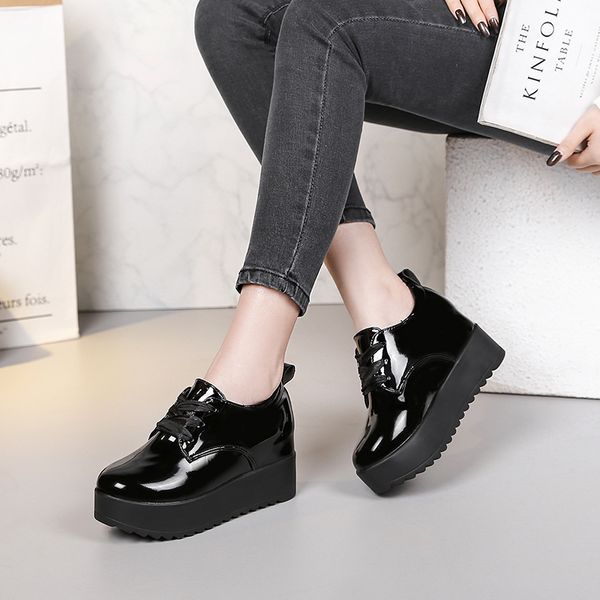 sneakers women shoes flat platform shoes woman lace up patent leather casual loafers increased ladies solid oxfords, Black
sneakers women shoes flat platform shoes woman lace up patent leather casual loafers increased ladies solid oxfords, Black