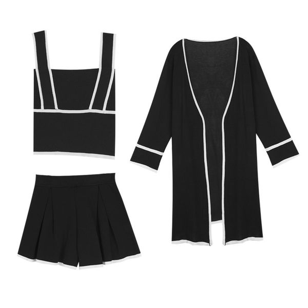 women's tracksuits perhaps u women knitted apricot black white long sleeve cardigan strap short pants vast 3 three pieces set t0103, Gray
women's tracksuits perhaps u women knitted apricot black white long sleeve cardigan strap short pants vast 3 three pieces set t0103, Gray