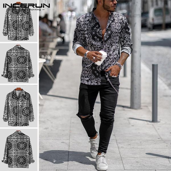 men slim long sleeve button down shirts lapel neck trend printing casual blouse brand incerun camisa masculina 3xl plus size, White;black
men slim long sleeve button down shirts lapel neck trend printing casual blouse brand incerun camisa masculina 3xl plus size, White;black