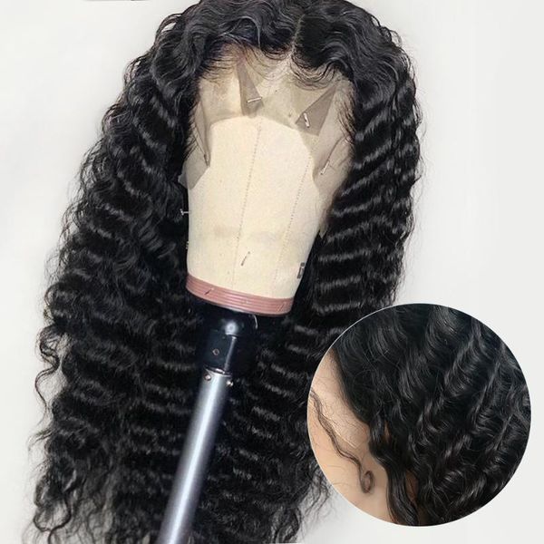 13x4 lace front human hair wigs for brazilian women deep wave remy hair pre plucked with glueless bleached knots full end, Black;brown 
13x4 lace front human hair wigs for brazilian women deep wave remy hair pre plucked with glueless bleached knots full end, Black;brown